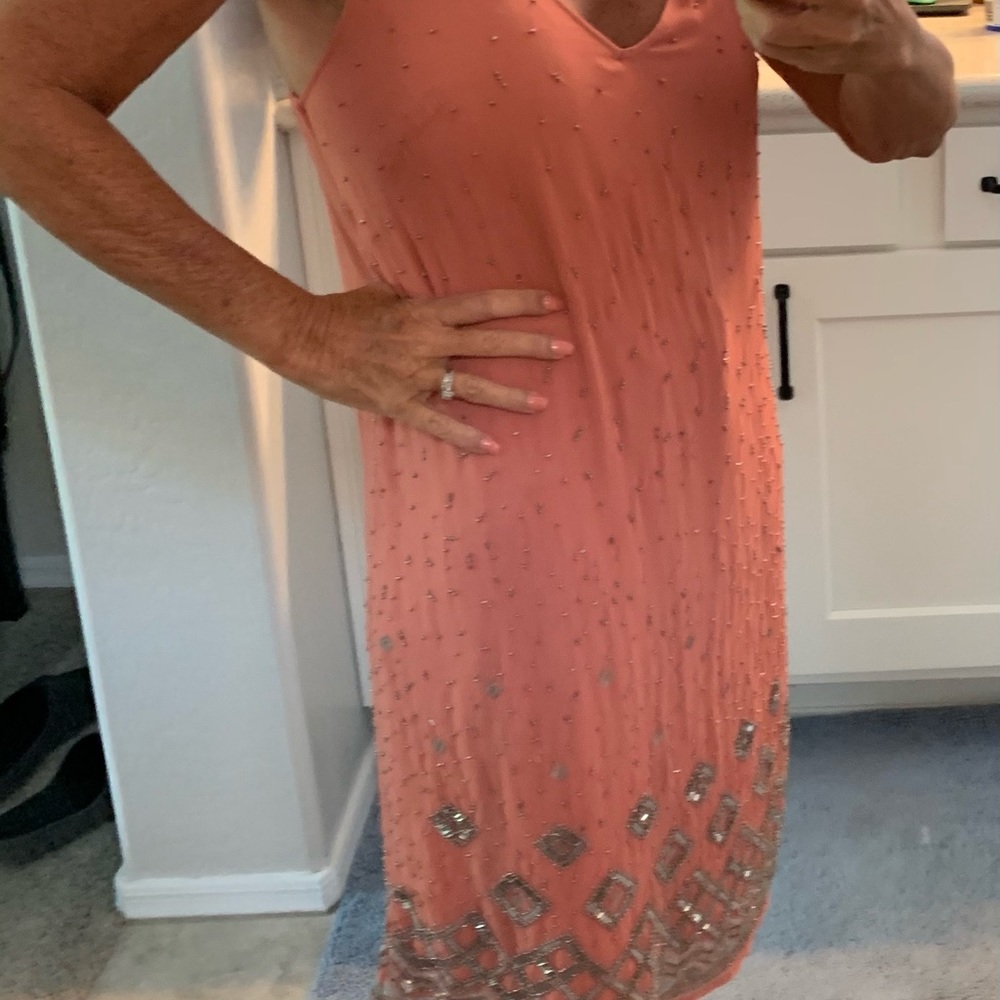 WHBM Spring Terra Cotta Embellished Dress L